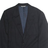 TRUSSARDI Mens Black Classic Jacket L Wool Blend Button Plain Elegant