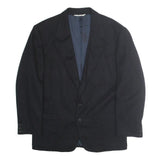 TRUSSARDI Mens Black Classic Jacket L Wool Blend Button Plain Elegant