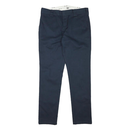 DICKIES Mens Cotton Blend Navy Slim Straight Trousers W33 L31 Workwear Casual