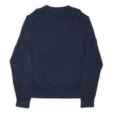 TOMMY HILFIGER Mens Navy Plain Crew Neck Basic Knit Jumper L Cotton Blend