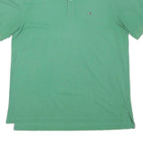 TOMMY HILFIGER Mens Green Polo Shirt Short Sleeve Plain XL Cotton Blend Casual
