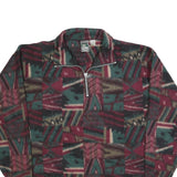 MCINTOSH & SEYMOUR Mens Green & Maroon Patterned Pullover Jumper XL Fleece Zip
