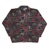 MCINTOSH & SEYMOUR Mens Green & Maroon Patterned Pullover Jumper XL Fleece Zip