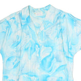 VALENTINE Womens Blue Printed Shirt Short Sleeve Collared M Lightweight Summer
