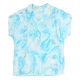 VALENTINE Womens Blue Printed Shirt Short Sleeve Collared M Lightweight Summer