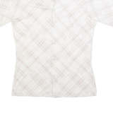 JOEL Womens Cream Plaid Shirt M Button Down Short Sleeve Casual Office Wear