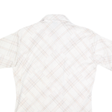 JOEL Womens Cream Plaid Shirt M Button Down Short Sleeve Casual Office Wear