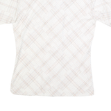 JOEL Womens Cream Plaid Shirt M Button Down Short Sleeve Casual Office Wear