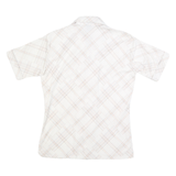 JOEL Womens Cream Plaid Shirt M Button Down Short Sleeve Casual Office Wear