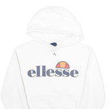 ELLESSE Womens White Pullover Hoodie UK 8 Cotton Blend Logo Sweatshirt