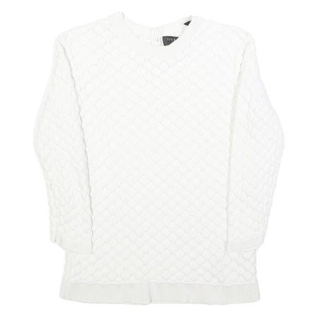 TED BAKER Womens White Plain Crew Neck Basic Knit Jumper XS Cotton Blend