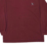 NAUTICA Mens Maroon Long Sleeve Plain XL Cotton Blend Polo Shirt Classic Logo