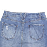 WAX JEANS Womens Blue Denim Mini Skirt Cotton Blend Distressed XS Raw Hem