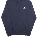 ADIDAS Mens Navy Blue Hoodie M Cotton Blend Pullover Drawstring