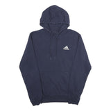 ADIDAS Mens Navy Blue Hoodie M Cotton Blend Pullover Drawstring