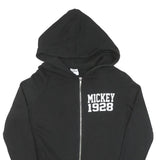 DISNEY Womens Black Mickey 1928 Zip Up Hoodie S Cotton Casual Sweatshirt