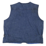 SPORT 8 Mens Blue Denim Vest XL Cotton Blend Zip Pockets Aged Casual