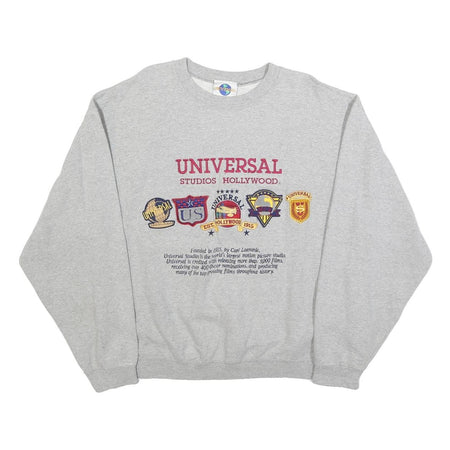 UNIVERSAL STUDIOS Womens Grey Sweatshirt XL Crew Neck Cotton Blend Pullover Logo