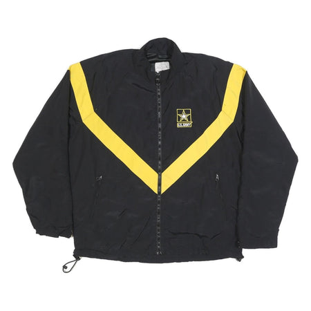 UNICOR Mens Black & Yellow U.S. Army Logo Zip Up Nylon Jacket M Lightweight