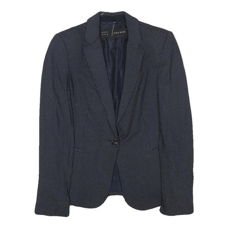 ZARA BASIC Womens Navy Blue & White Polka Dot Blazer Jacket S Polyester Blend