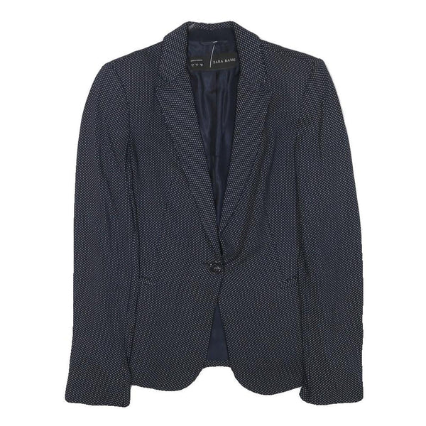 ZARA BASIC Womens Navy Blue & White Polka Dot Blazer Jacket S Polyester Blend