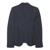 ZARA BASIC Womens Navy Blue & White Polka Dot Blazer Jacket S Polyester Blend