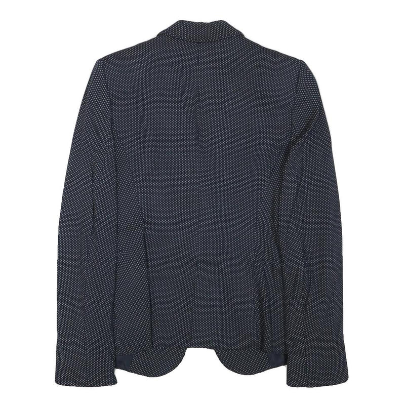 ZARA BASIC Womens Navy Blue & White Polka Dot Blazer Jacket S Polyester Blend
