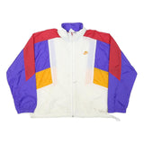 NIKE Mens White & Purple Colourblock Jacket M Polyester Blend Zip Athletic