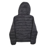 PULL & BEAR Womens Black Polyester Blend Quilted Hooded Jacket XS Zip Closure