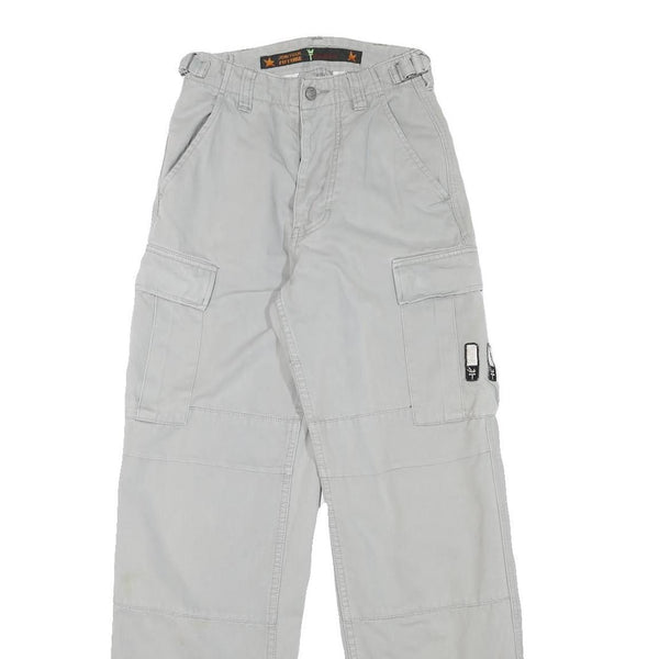 TEDDYS Boys Cotton Blend Grey Relaxed Straight Trousers W23 L30 Cargo Pocket