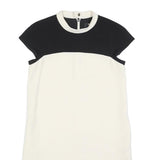 PAULE KA Womens Black & White Shift Polyester Blend Dress S Crew Neck Short