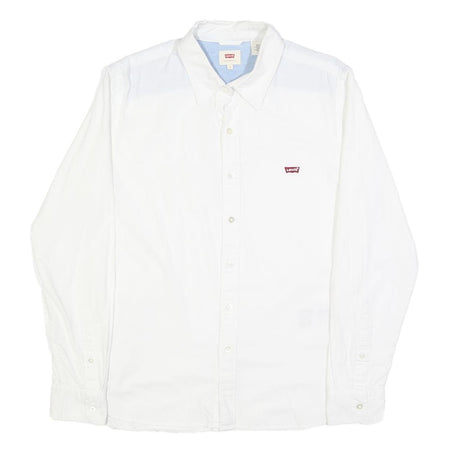 LEVI'S Mens White Plain Shirt S Classic Casual Button-Down Collar Cotton