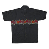 NO BOUNDARIES Mens Black Shirt L Cotton Blend Floral Print Summer Casual