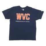 ADIDAS Mens Navy Blue Graphic T-Shirt XL Short Sleeve Crew Neck Cotton Blend