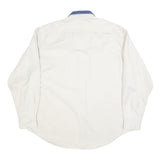 TOMMY HILFIGER Mens White & Blue Cotton Shirt XL Contrast Collar Casual