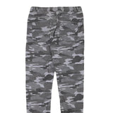 SKATE NATION Mens Cotton Blend Grey & Black Camouflage Slim Drawstring Trousers