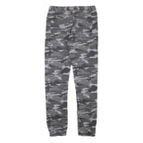 SKATE NATION Mens Cotton Blend Grey & Black Camouflage Slim Drawstring Trousers