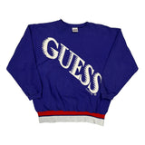 Made In USA Guess Spellout Sweatshirt - XL Blue Cotton