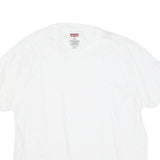 LEVI'S Mens White Crew Neck Plain T-Shirt XL Cotton Blend Short Sleeve
