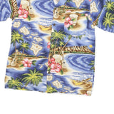 RJC Mens Blue Hawaiian Print Cotton Blend Shirt S Tropical Beach Design