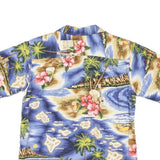 RJC Mens Blue Hawaiian Print Cotton Blend Shirt S Tropical Beach Design