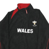 WALES Mens Black & Red Wales Pattern Jumper 2XL Polyester Half Zip Sports