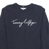 TOMMY HILFIGER Mens Navy Blue Crew Neck XS Cotton Blend Sweatshirt Casual