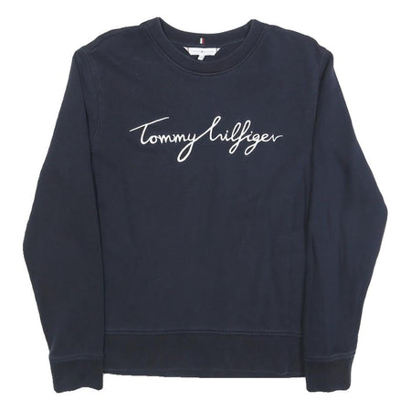 TOMMY HILFIGER Mens Navy Blue Crew Neck XS Cotton Blend Sweatshirt Casual