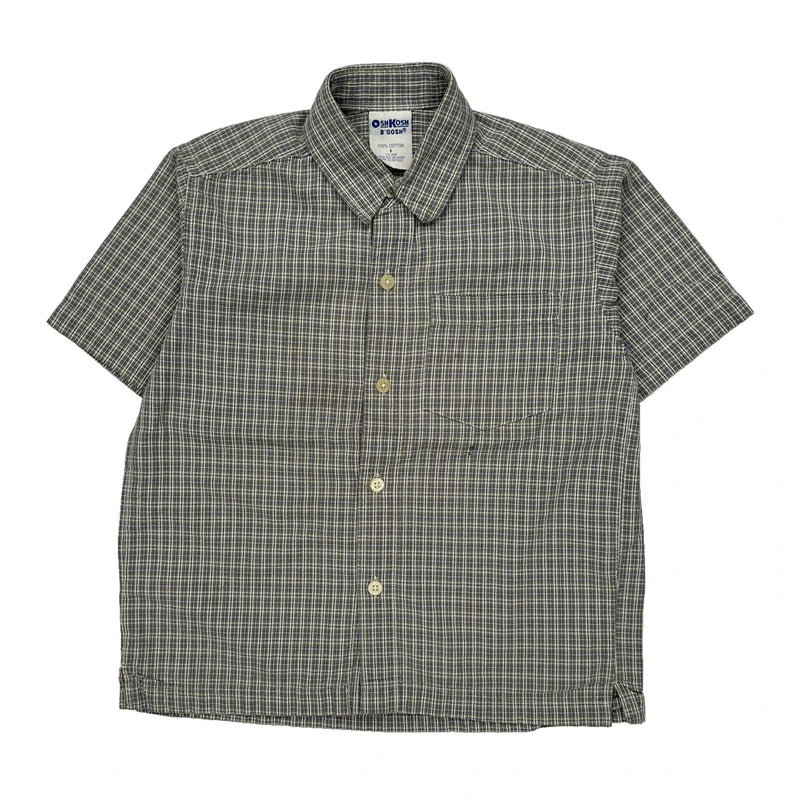 Age 6 Oshkosh Checked Short Sleeve Shirt - Small Grey Cotton