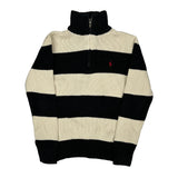 Age 6-7 Polo By Ralph Lauren Striped 1/4 Zip - Small Black & White Cotton