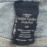 Carpenter Style Faded Glory Denim Shorts - 34W 10L Blue Cotton