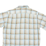 LACOSTE Mens Beige & Blue Check Shirt XL Casual Cotton Blend Short Sleeve