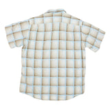 LACOSTE Mens Beige & Blue Check Shirt XL Casual Cotton Blend Short Sleeve