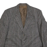 GARDINER Mens Grey Brown Striped Wool Blazer Jacket L Woven Tailored Button